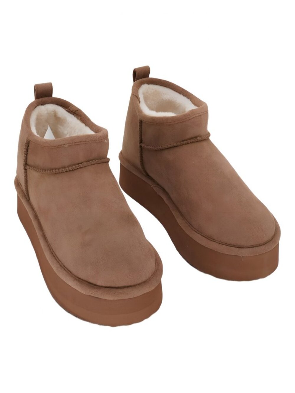 Madden Girl Brave Cozy Mini Original Platform Booties Tan Chestnut Sz 8.5